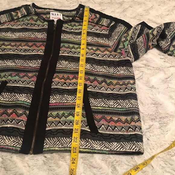 Woven multicolored zippered cardigan/jacket size L - Picture 6 of 8